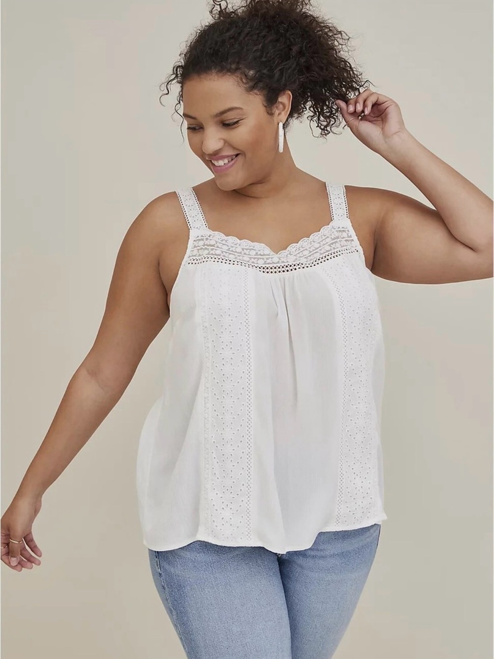 torrid Eyelet Lace Trim Tank Top